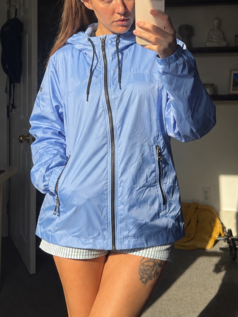 DKNY Light Blue Hooded Ski Jacket for Women
